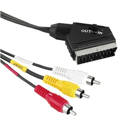 Кабель SCART(п) - 3 RCA(п) No brand пвх черный 1,5 м. с переключателем