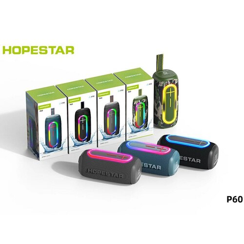 Колонка Бумбокс Hopestar P60 TF/AUX/USB/bluetooth синий LED подсветка