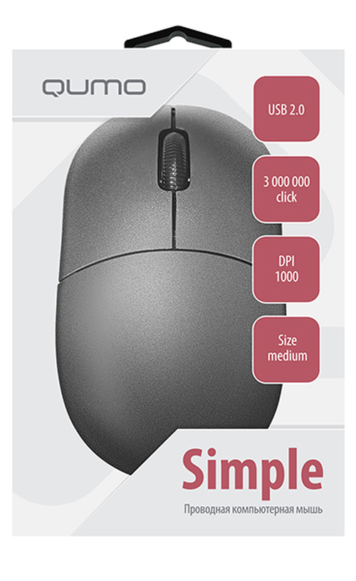 Мышь Qumo Office M92 проводная оптическая 1000 dpi серый