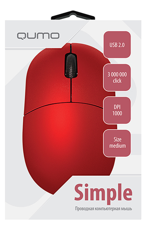 Мышь Qumo Office M92 проводная оптическая 1000 dpi красный