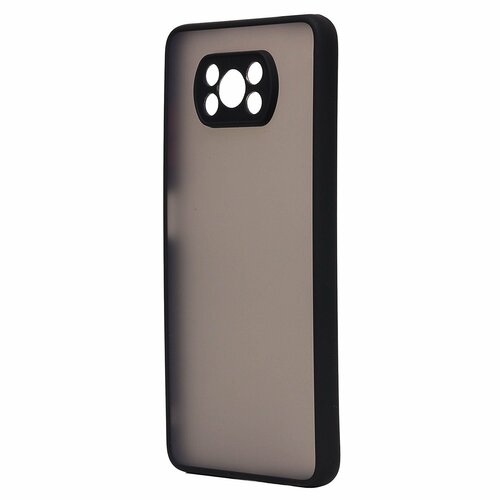 Накладка Xiaomi Poco X3/X3 Pro полупрозрачный бампер черный силикон+пластик С окантовкой - 2