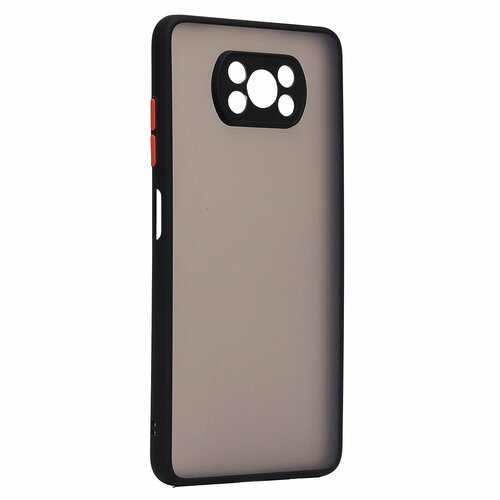 Накладка Xiaomi Poco X3/X3 Pro полупрозрачный бампер черный силикон+пластик С окантовкой - 3