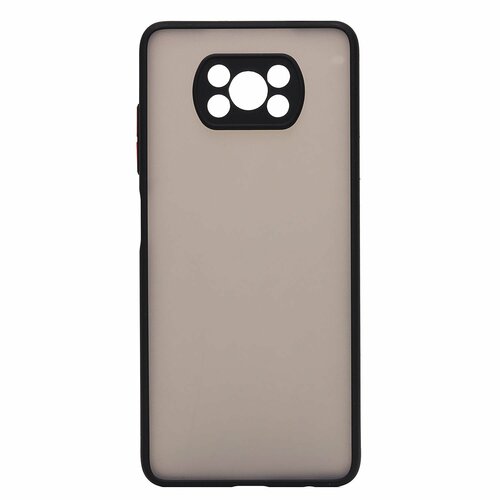 Накладка Xiaomi Poco X3/X3 Pro полупрозрачный бампер черный силикон+пластик С окантовкой