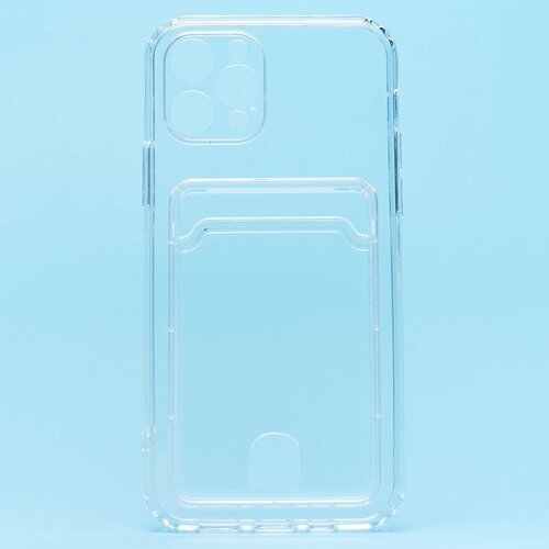 Накладка Apple iPhone 12 Pro прозрачный с визитницей и защитой камеры силикон С кардхолдером