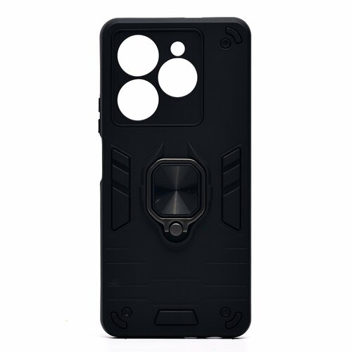 Накладка Tecno Spark 20 Pro черный силикон+пластик SGP Противоударный кольцо-подставка + магнитный держатель