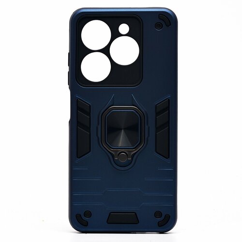 Накладка Tecno Spark 20 Pro темно-синий силикон+пластик SGP Противоударный кольцо-подставка + магнитный держатель