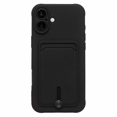 Накладка Apple iPhone 16 Plus черный с выталкивателем карты силикон С кардхолдером