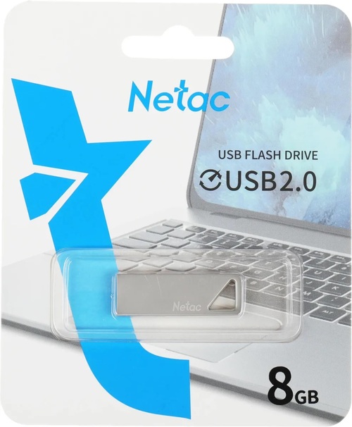Флешка USB Netac 8GB U326 USB 2.0, серебро