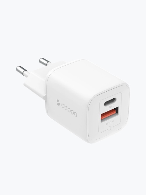 Сетевое зарядное устройство Deppa 11490 1USB+USB Type-C белый 20W GaN