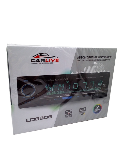 Автомагнитола CarLive 8306 1 din 2*USB, microSD, AUX Bluetooth, пду 7 цветная подсветка 6RCA