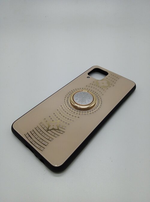Накладка Xiaomi Redmi 10C пудровый с кольцом силикон+пластик Fashion Design Стразы