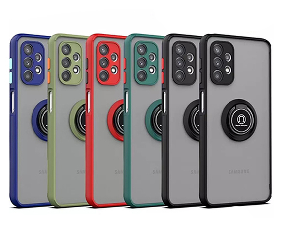 Накладка Xiaomi Redmi A7 Pro полупрозрачный бампер черный силикон+пластик Кольцо-подставка + магнитный держатель