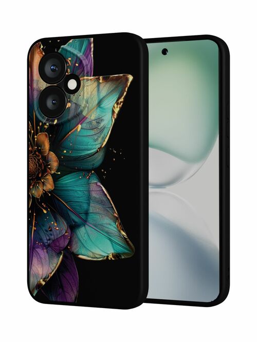 Накладка Tecno Spark 30 4G черный фактурный силикон Mcover Цветы