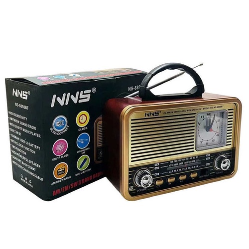Радиоприемник NNS NS-8899BT аналоговый FM, AM USB/microSD/Bluetooth питание от АКБ, от сети,