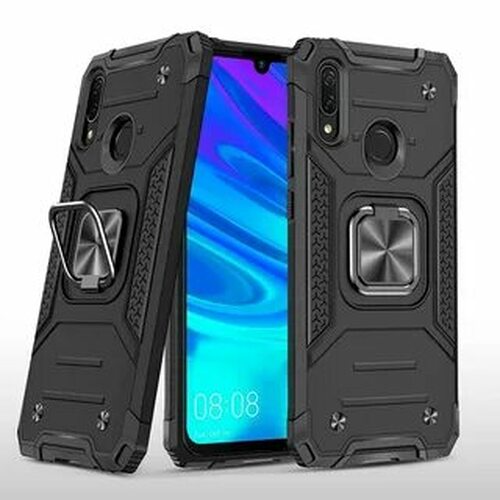 Накладка Xiaomi Redmi Note 15 4G черный силикон+пластик Противоударный кольцо-подставка + магнитный держатель