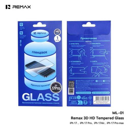 Защитное стекло Apple iPhone 13/13 Pro/14/16e/17e черный FullGlue REMAX ML-01