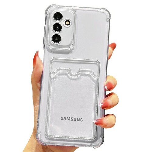 Накладка Samsung A54 прозрачный с визитницей и защитой камеры силикон С кардхолдером
