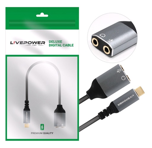Переходник Type-C(п) - 2*Jack 3.5 4pin(м) Live-Power H260 0,2 м.