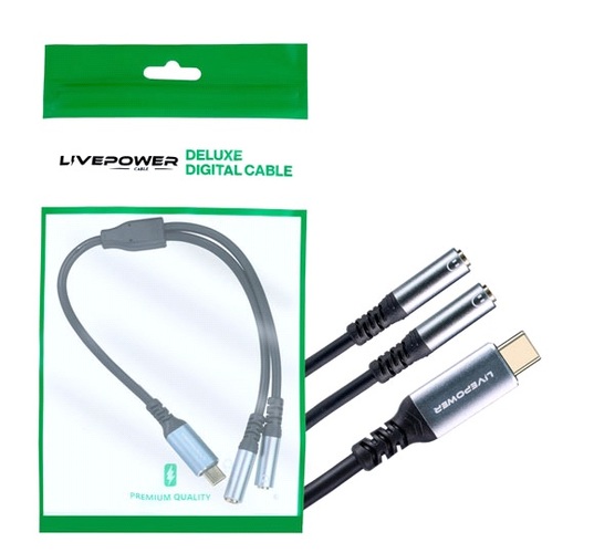 Переходник Type-C -2* AUX Live-Power D-23 0,3 м.