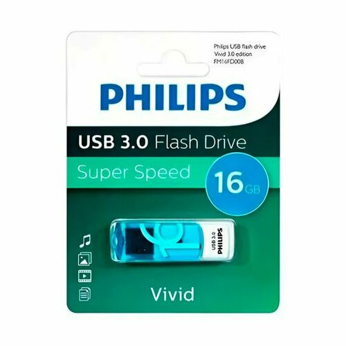 Флешка USB Philips 16GB VIVID USB 3.0 бело-синий