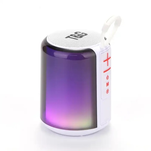 Колонка Бумбокс TG385 TF/AUX/Radio/USB/bluetooth 10Вт белый LED подсветка
