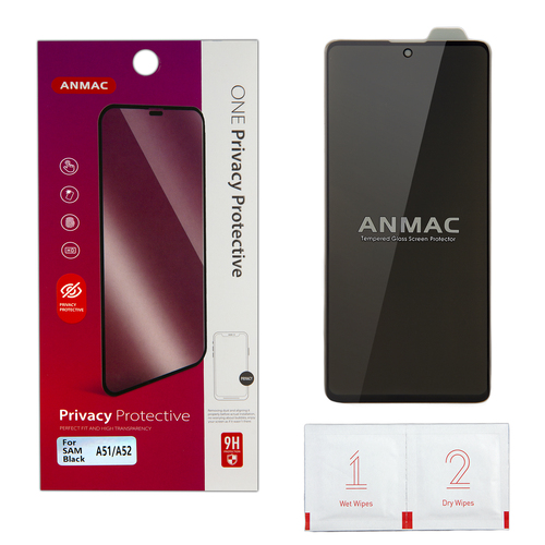 Защитное стекло Samsung A51/A52/A53/M31S/XIAOMI Redmi Note 10/10S черный 6D антишпион Anmac