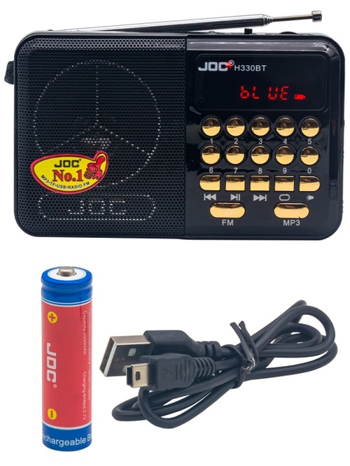 Радиоприемник JOC H330BT цифровой FM USB/microSD/Bluetooth питание от АКБ черный