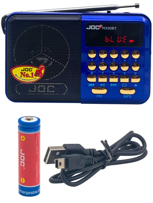 Радиоприемник JOC H330BT цифровой FM USB/microSD/Bluetooth питание от АКБ синий
