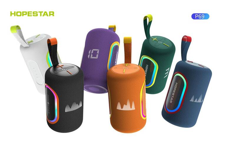 Колонка Бумбокс Hopestar P69 TF/AUX/USB/bluetooth LED подсветка синий