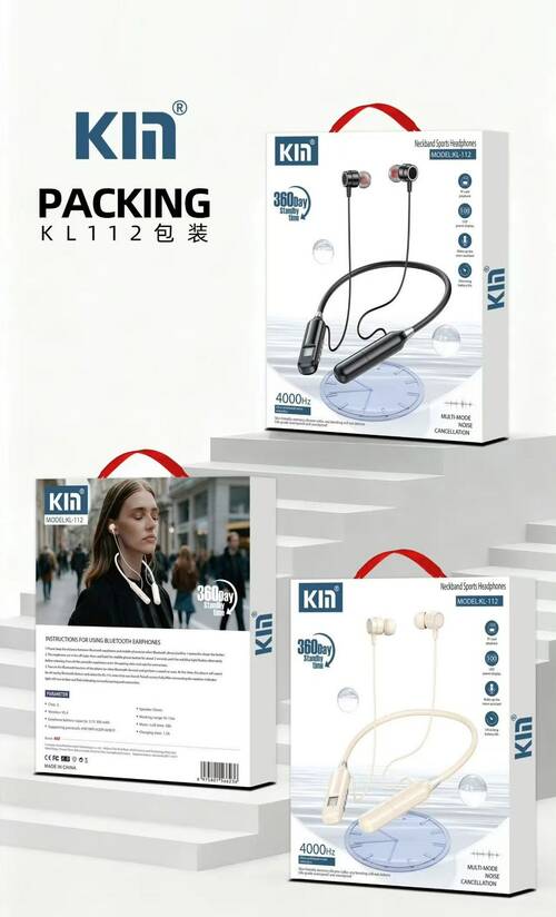Наушники KIN KL112 вкладыши, Bluetooth, микрофон, слот TF, черный LED дисплей