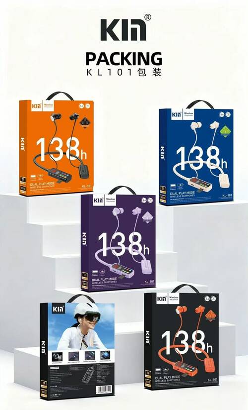 Наушники KIN KL101 вкладыши, Bluetooth, микрофон, слот TF, черный LED дисплей