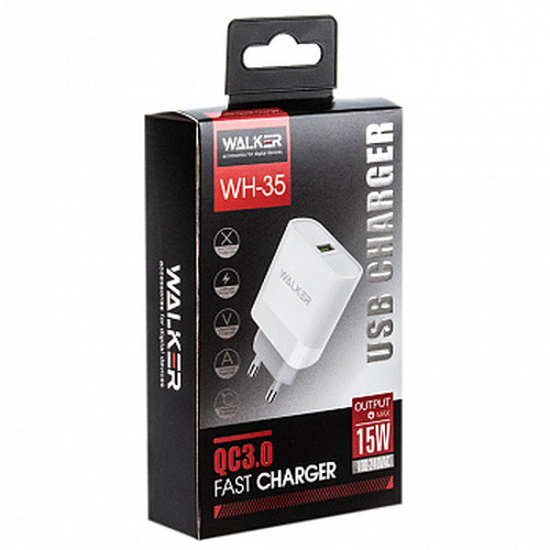 Сетевое зарядное устройство Walker WH-35 1USB белый 2.4A 15W