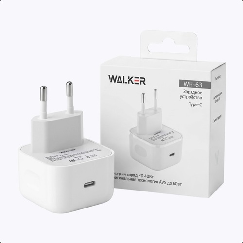 Сетевое зарядное устройство Walker WH-63 USB Type-C белый 60W