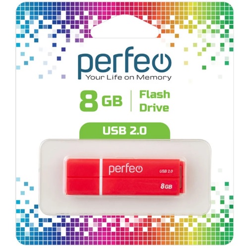 Флешка USB Perfeo 8GB C01G2 красный
