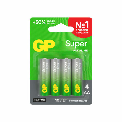 Батарейка GP LR06 (AA) Super BL4 щелочная