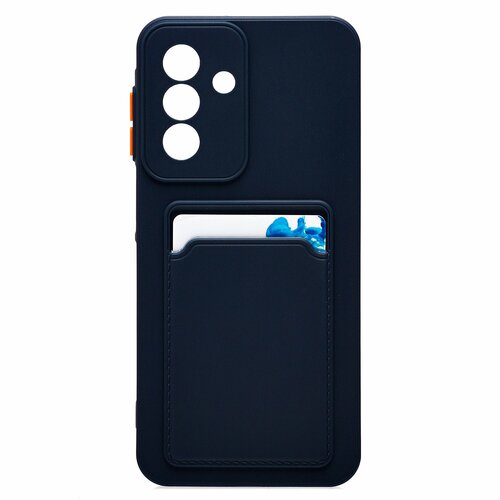 Накладка Samsung A27 черный матовый с защитой камеры силикон С кардхолдером