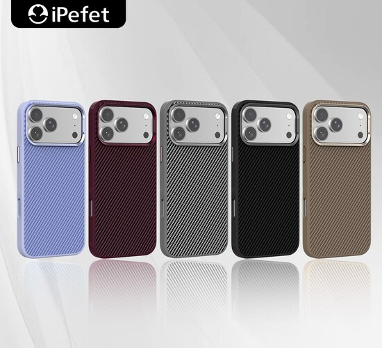 Накладка Apple iPhone 18 Pro Max сиреневый с бортиком вокруг камеры силикон+пластик IPefet SafeMag Карбон
