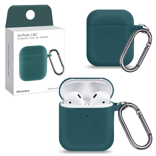 Чехол для наушников AirP Silicone Case без лого силикон, темно-зеленый с карабином