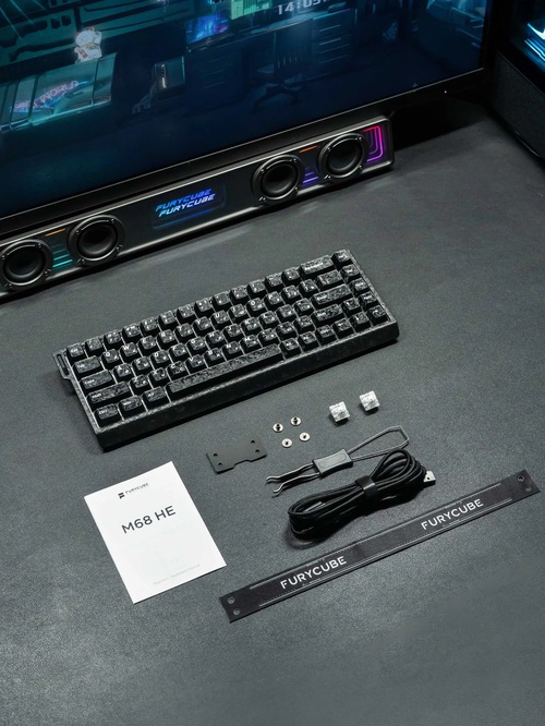 Клавиатура FURYCUBE M68 HEv.2 проводная механика магнитная, LED подсветка структура углеродного волокна - 2