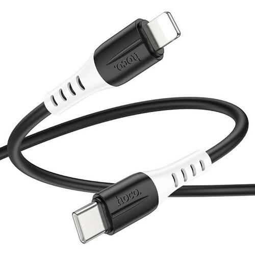 Кабель Type-C - 8 pin Lightning HOCO X82 пищевой силикон черный круглый 3.0A 1 м. 20W