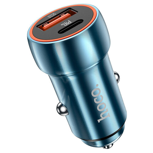 Автомобильные зарядные устройства HOCO Z46A 1USB+USB Type-C серый 20W