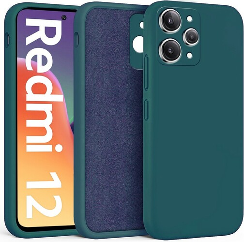 Накладка Xiaomi Redmi 12 темно-зеленый Silicone Case Full без лого