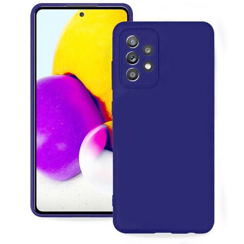 Накладка Samsung A73 синий с защитой камеры Silicone Case без лого