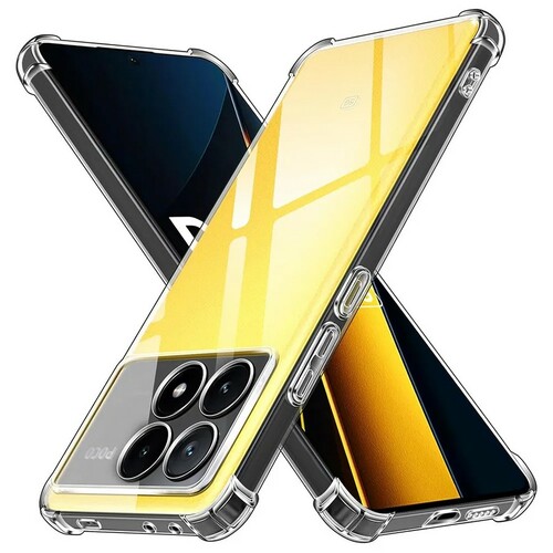 Накладка Xiaomi Poco X6 Pro 5G прозрачный с защитой камеры силикон Противоударный