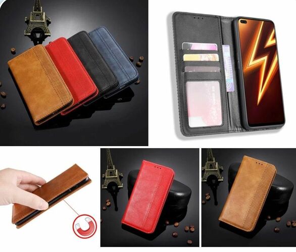 Чехол-книжка Samsung A35 темно-синий горизонтальный Premium Case Кожа - 2