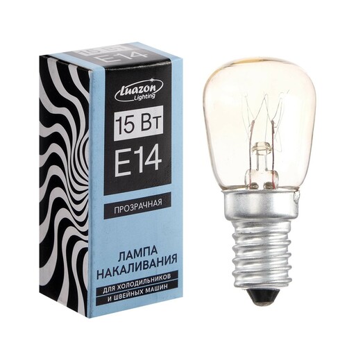 лампа накаливания Luazon E14 15W 220-240V для холодильников и швейных машин прозрачная 4465962