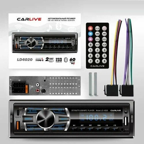 Автомагнитола CarLive LD4020 1 din 2*USB, Type-C, microSD, AUX Bluetooth, пду