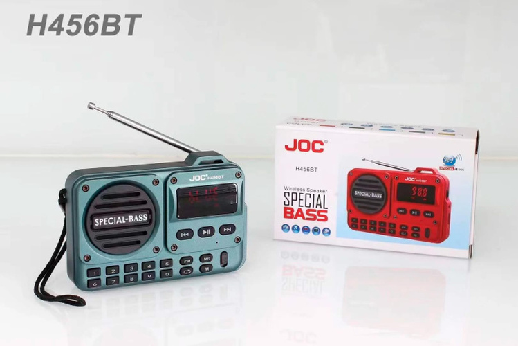 Радиоприемник JOC H456BT цифровой FM Bluetooth/FM/USB/TF, питание от АКБ зеленый