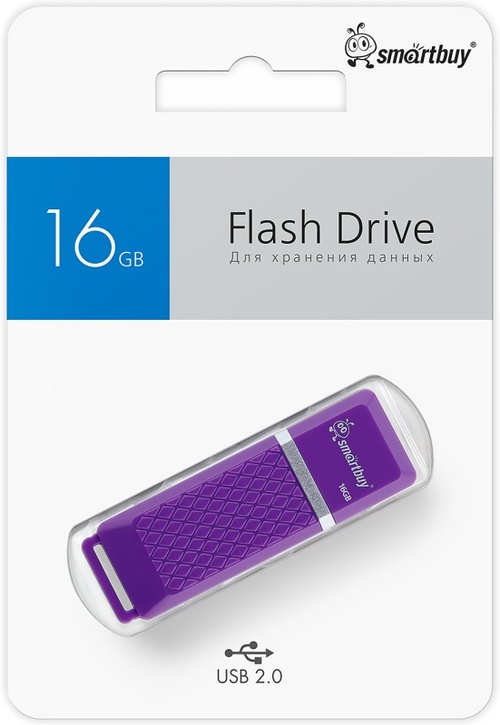 Флешка USB SmartBuy 16GB Quartz USB 2.0, фиолетовый