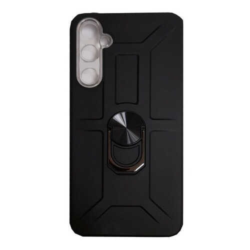 Накладка Samsung A35 черный с защитой камеры силикон+пластик Armor Case Кольцо-подставка + магнитный держатель